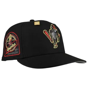 Baltimore Orioles 30th Anniversary Metallic Angry Bird Black 59Fifty Fitted Hat