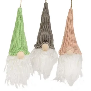 *Blue Pink or Green Hat Gnome Ornament 3 Asstd.