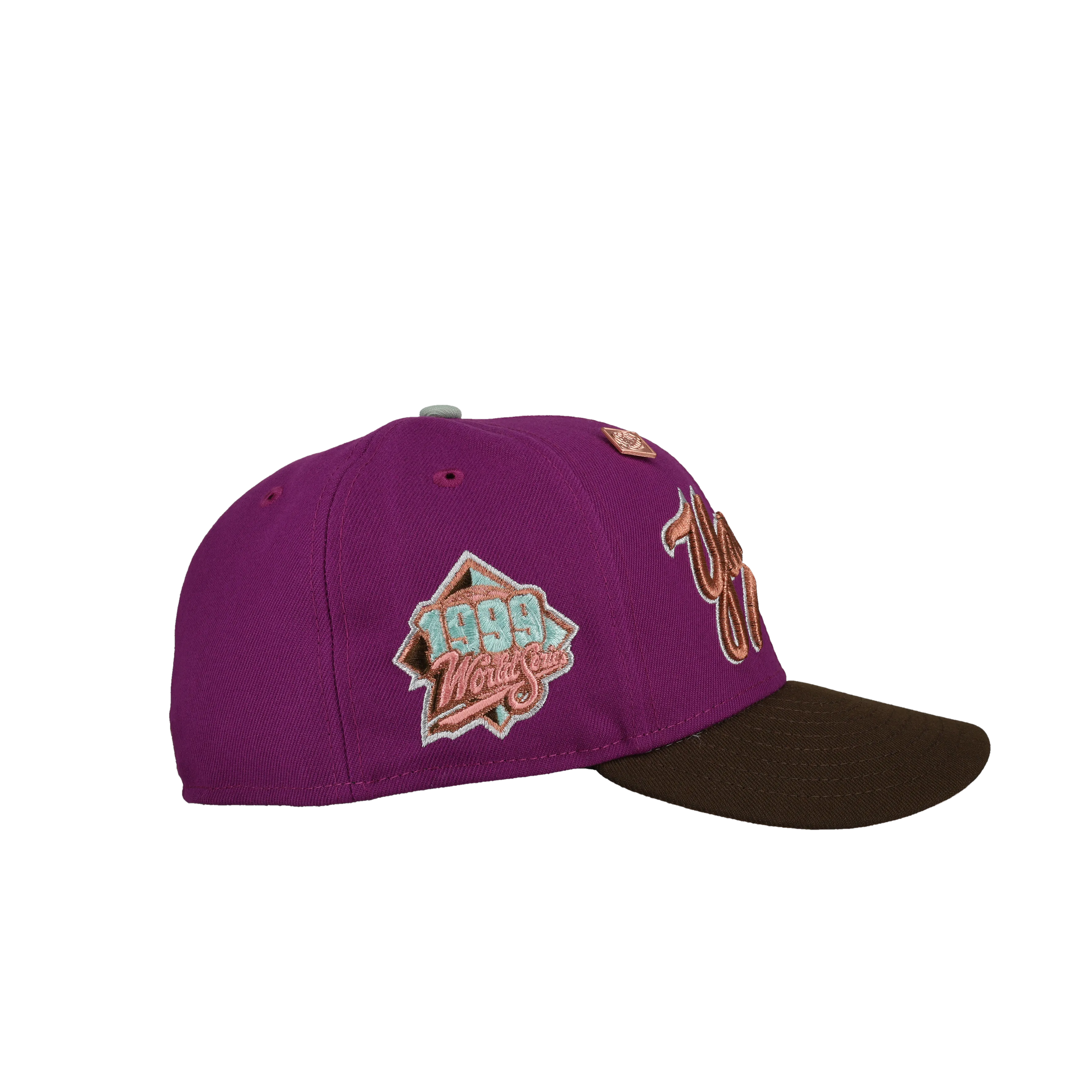 Capsule Hats -  New York Yankees 1999 World Series Script Metallic (Purple) 59Fifty Fitted Hat