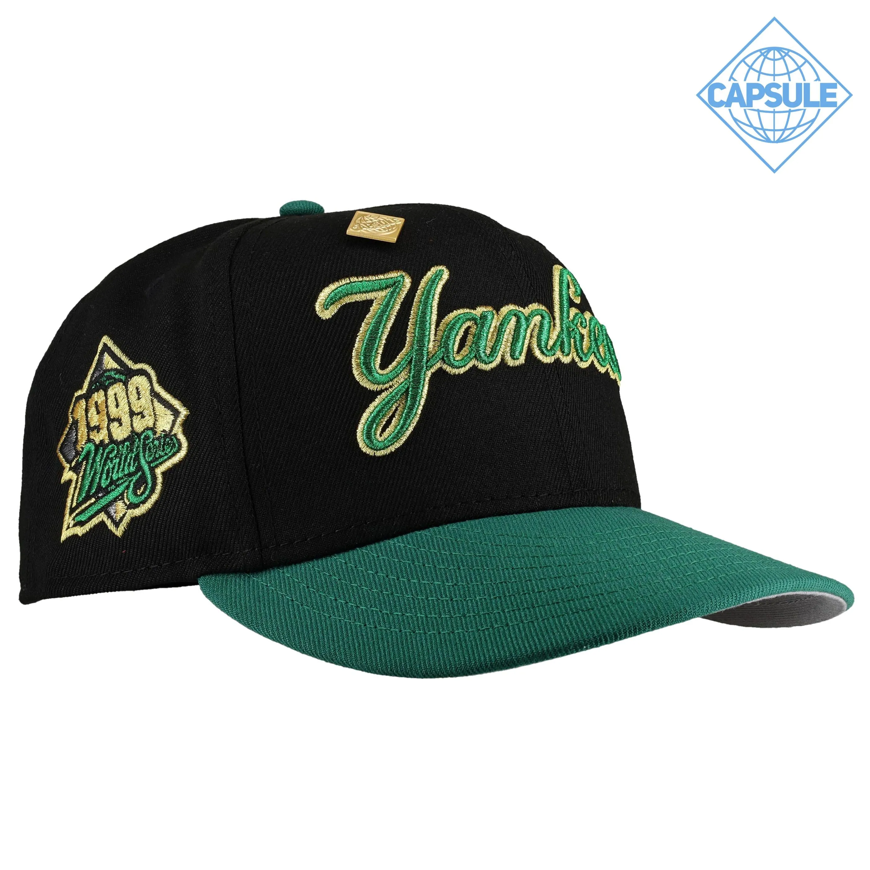 Capsule Hats -  New York Yankees 1999 WS Metallic Script Black/Green/Gold 59Fifty Fitted Hat