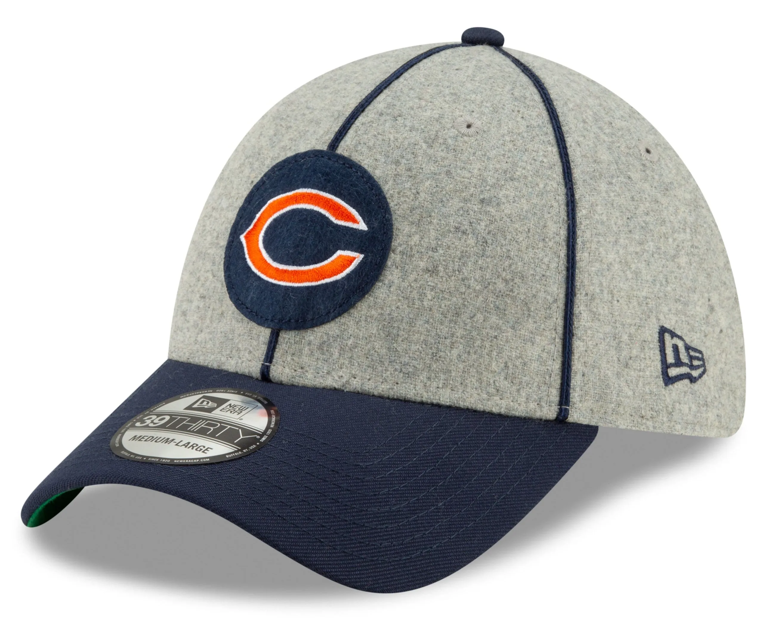 Chicago Bears 2019 Established Collection Sideline 1920 Home "C" Logo Gray/Navy 39THIRTY Flex Hat