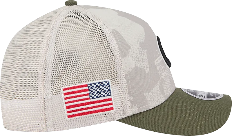 Chicago Cubs 2025 Armed Forces Day Camo New Era 9FORTY M-Crown Trucker Adjustable Hat