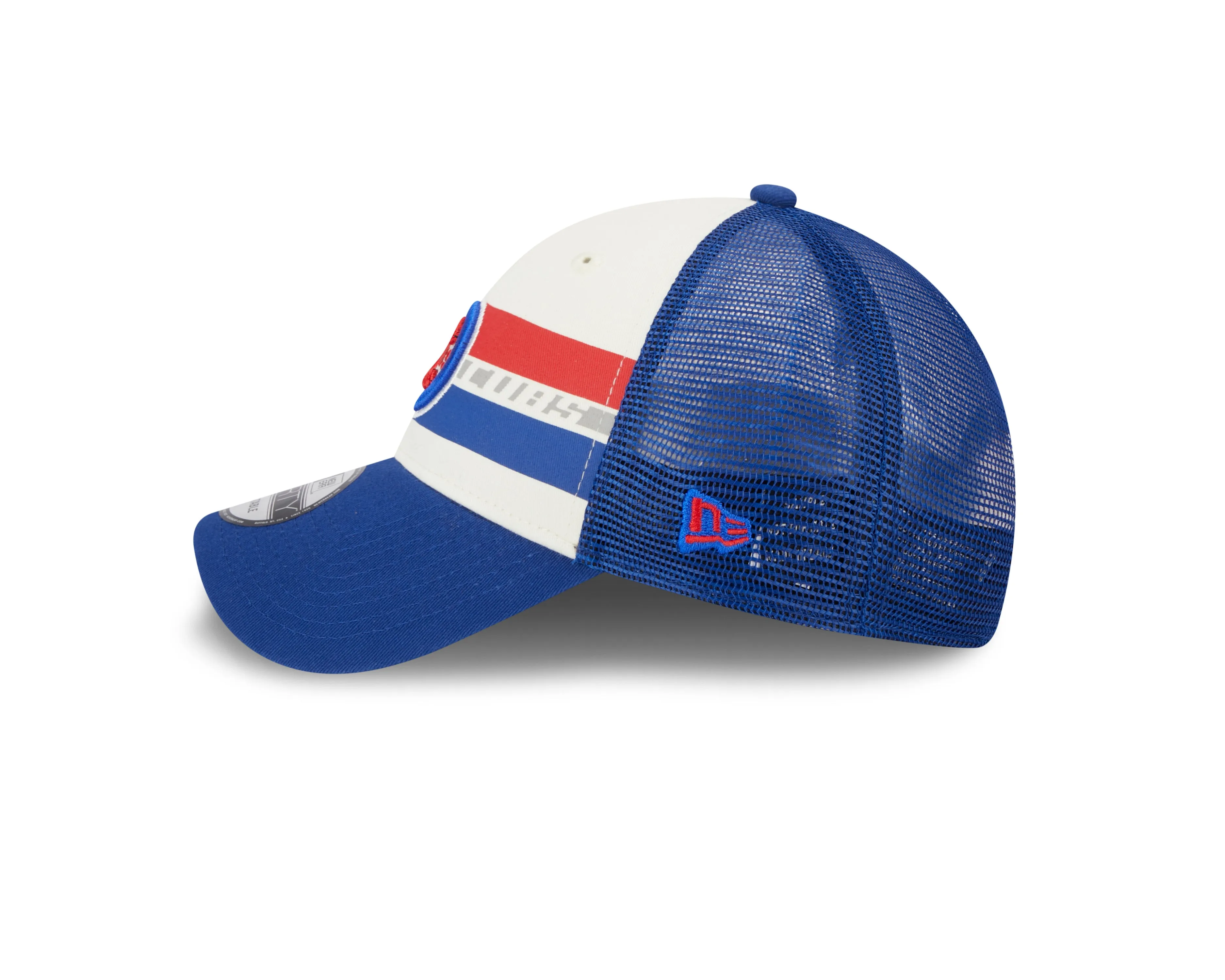Chicago Cubs Cooperstown Collection Team Stripes New Era Trucker 9FORTY Adjustable Snapback Hat