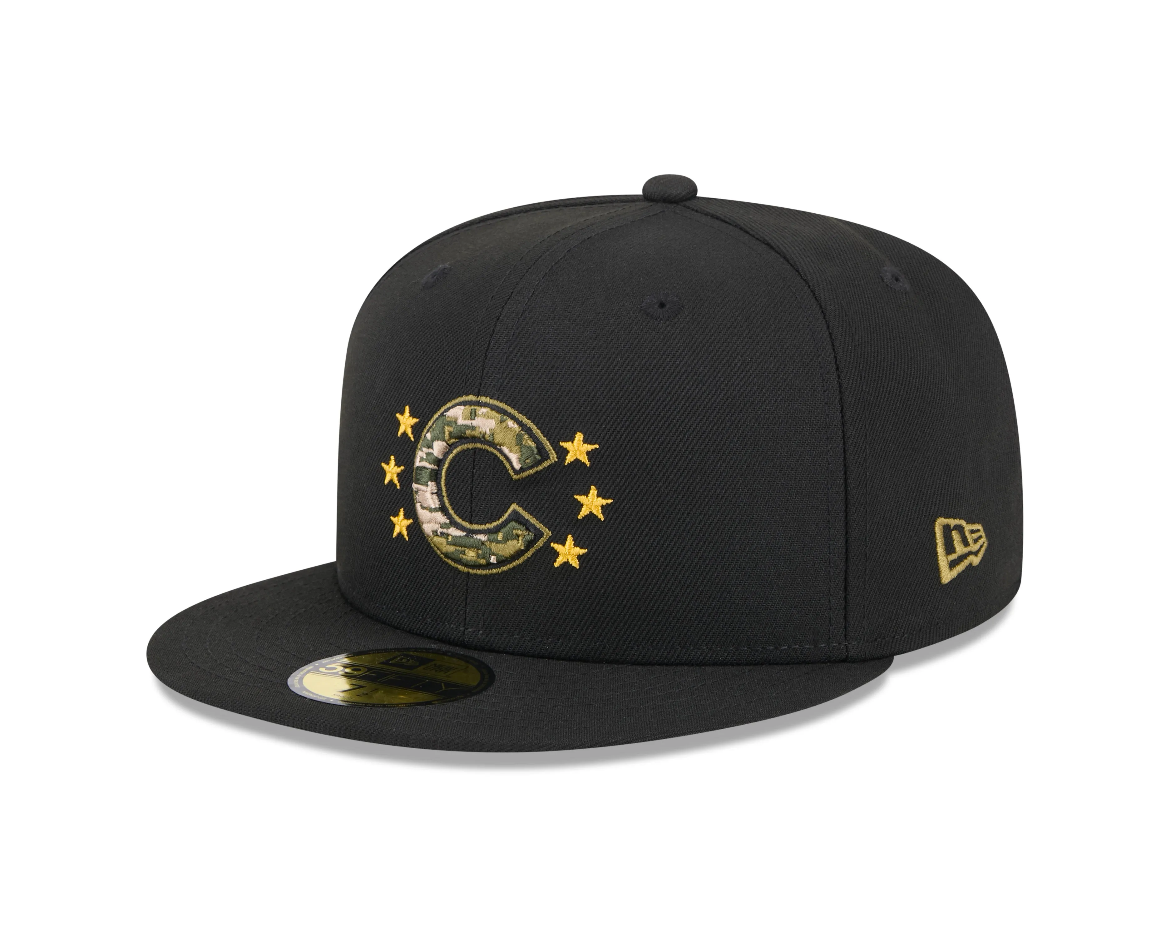 Chicago Cubs New Era 2024 MLB Armed Forces Day On-Field Black 59FIFTY Fitted Hat