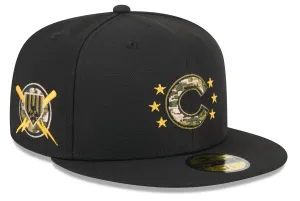 Chicago Cubs New Era 2024 MLB Armed Forces Day On-Field Black 59FIFTY Fitted Hat