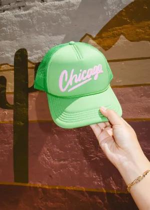 Chicago Script Trucker Hat - Kelly Green