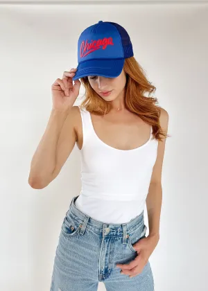 Chicago Script Trucker Hat - Royal