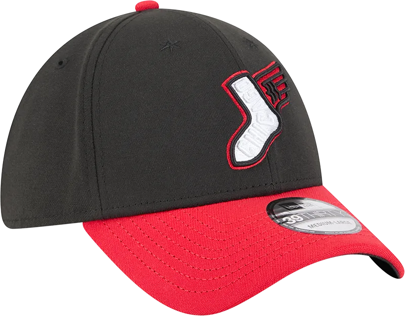 Chicago White Sox 2025 City Connect Alternate Black/Red New Era 39THIRTY Flex Fit Hat