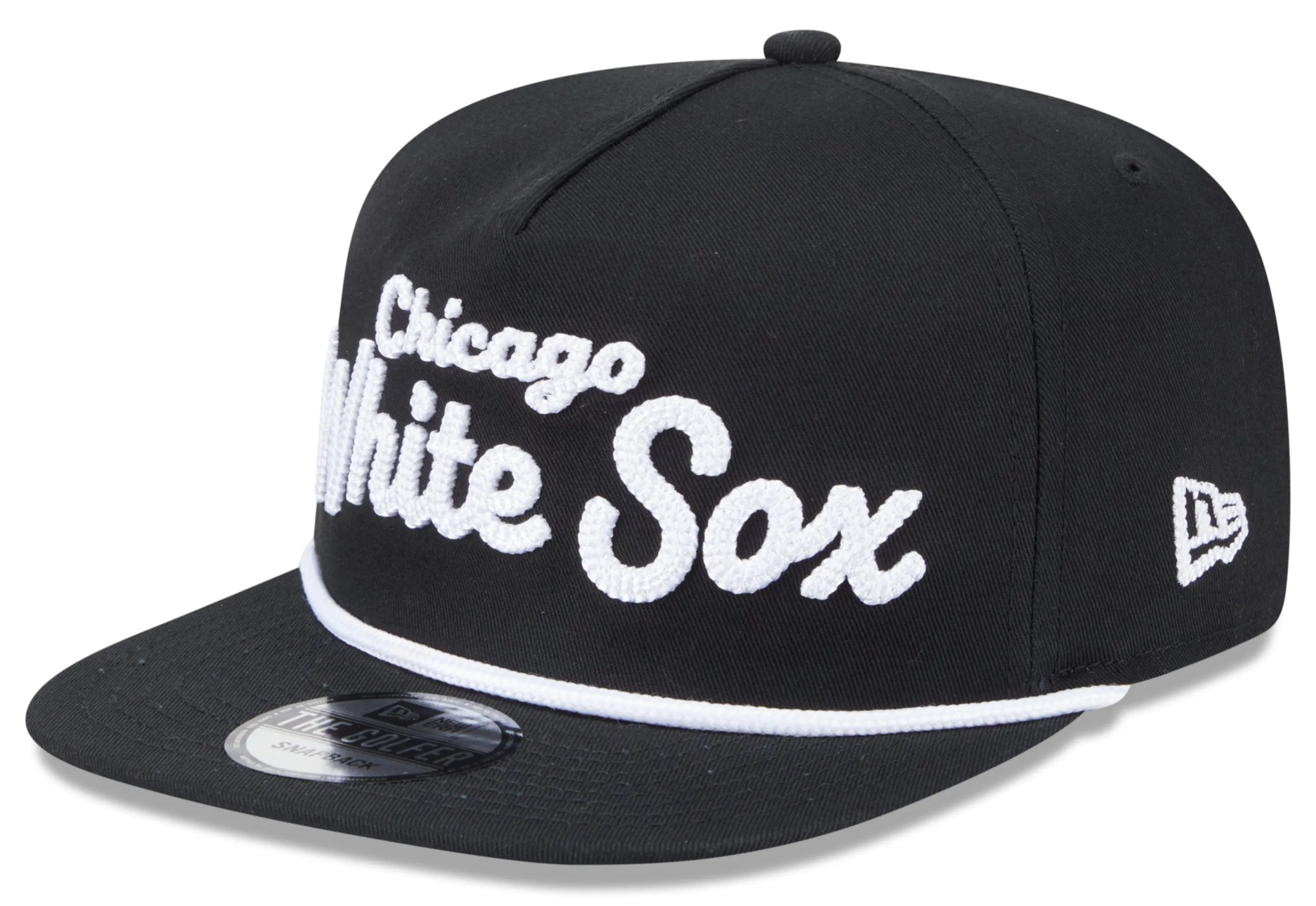 Chicago White Sox New Era Black Team Text The Golfer Snapback Hat