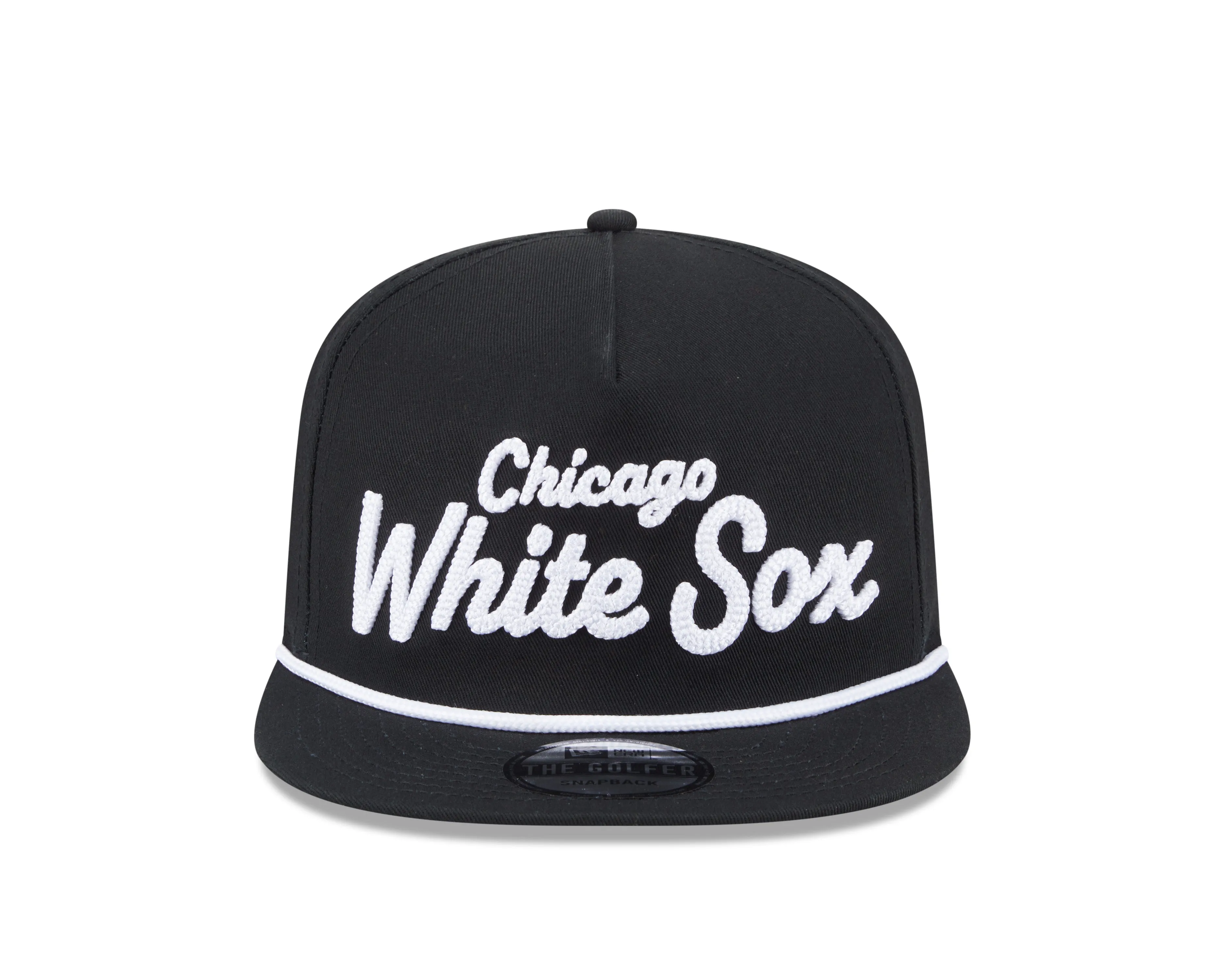 Chicago White Sox New Era Black Team Text The Golfer Snapback Hat