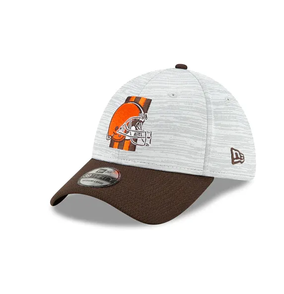 Cleveland Browns 2021 Training Camp On Field Gray/Brown New Era 39THIRTY Flex Fit Hat