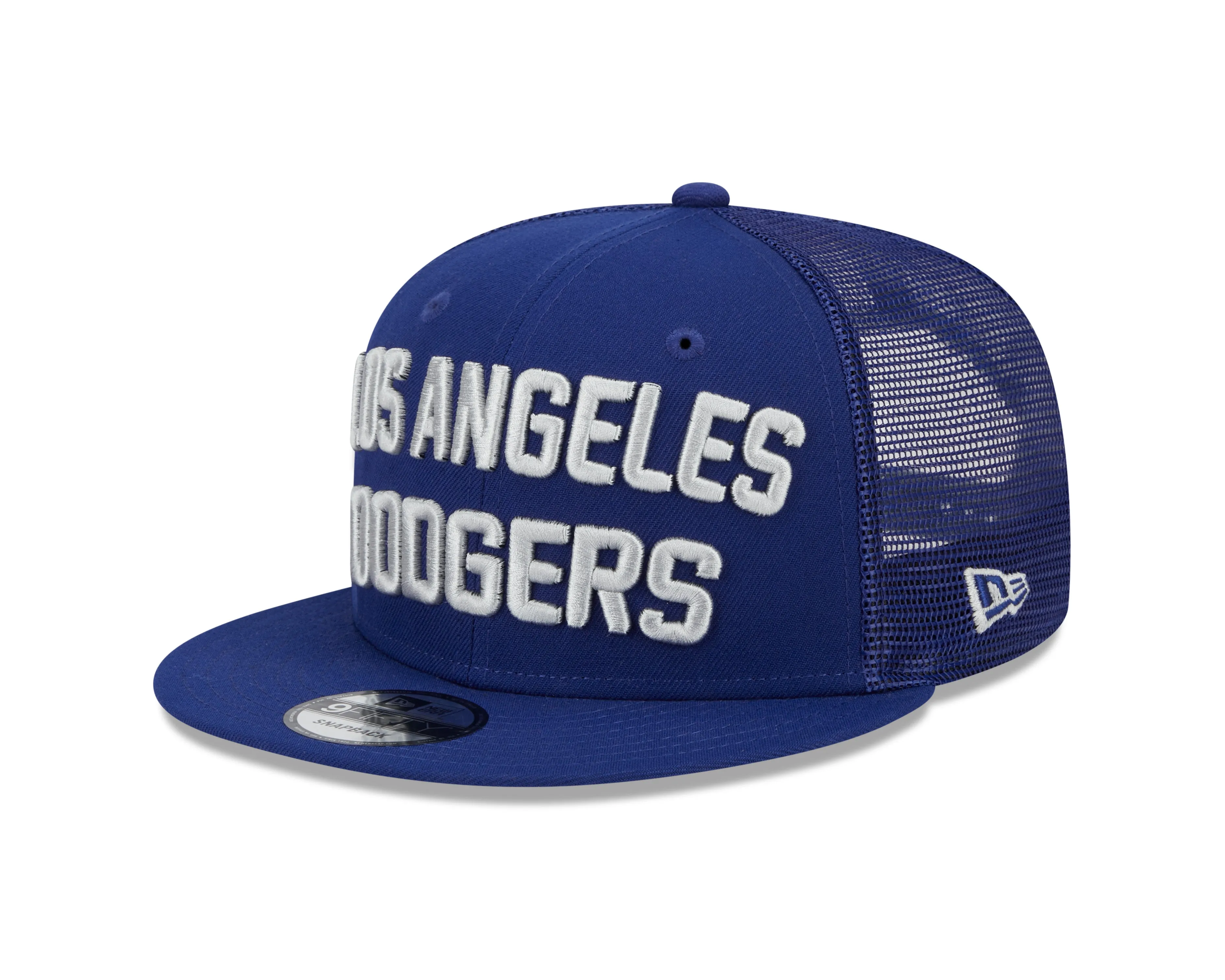 Los Angeles Dodgers New Era Blue Stacked 9FIFTY Mesh Trucker Snapback Hat