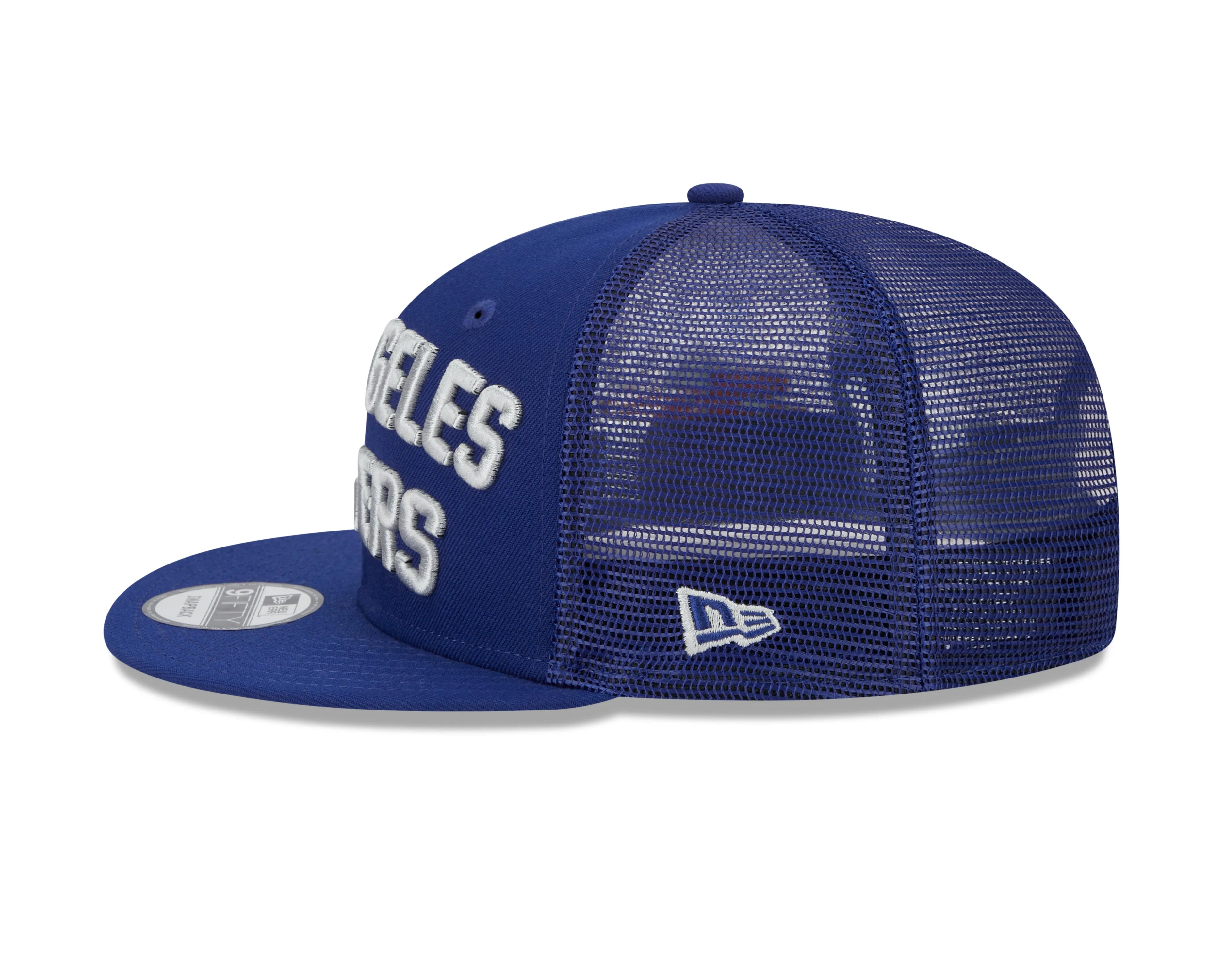 Los Angeles Dodgers New Era Blue Stacked 9FIFTY Mesh Trucker Snapback Hat