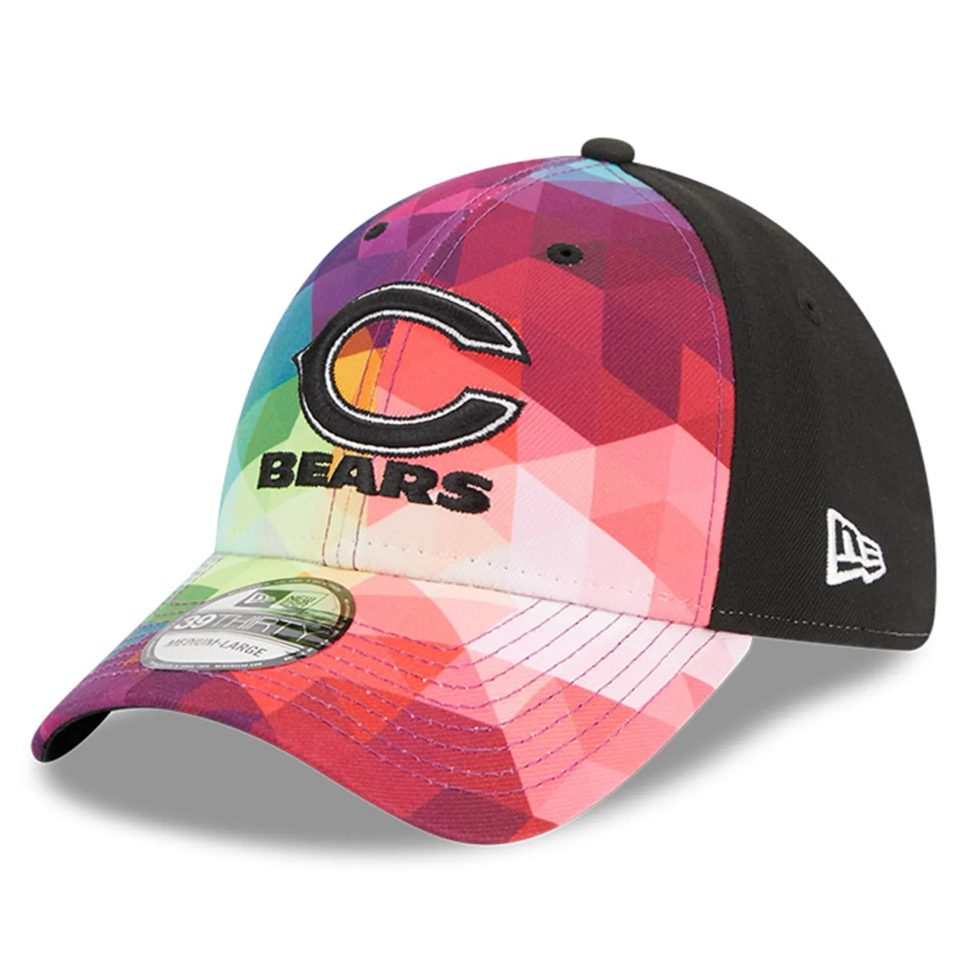 Men's Chicago Bears New Era Pink 2023 NFL Crucial Catch Alternate Logo 39THIRTY Flex Hat