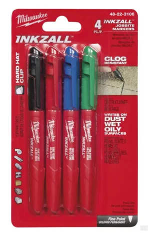 MILWAUKEE INKZALL™ Fine Point Colored Markers (4 Pack) [48-22-3106]