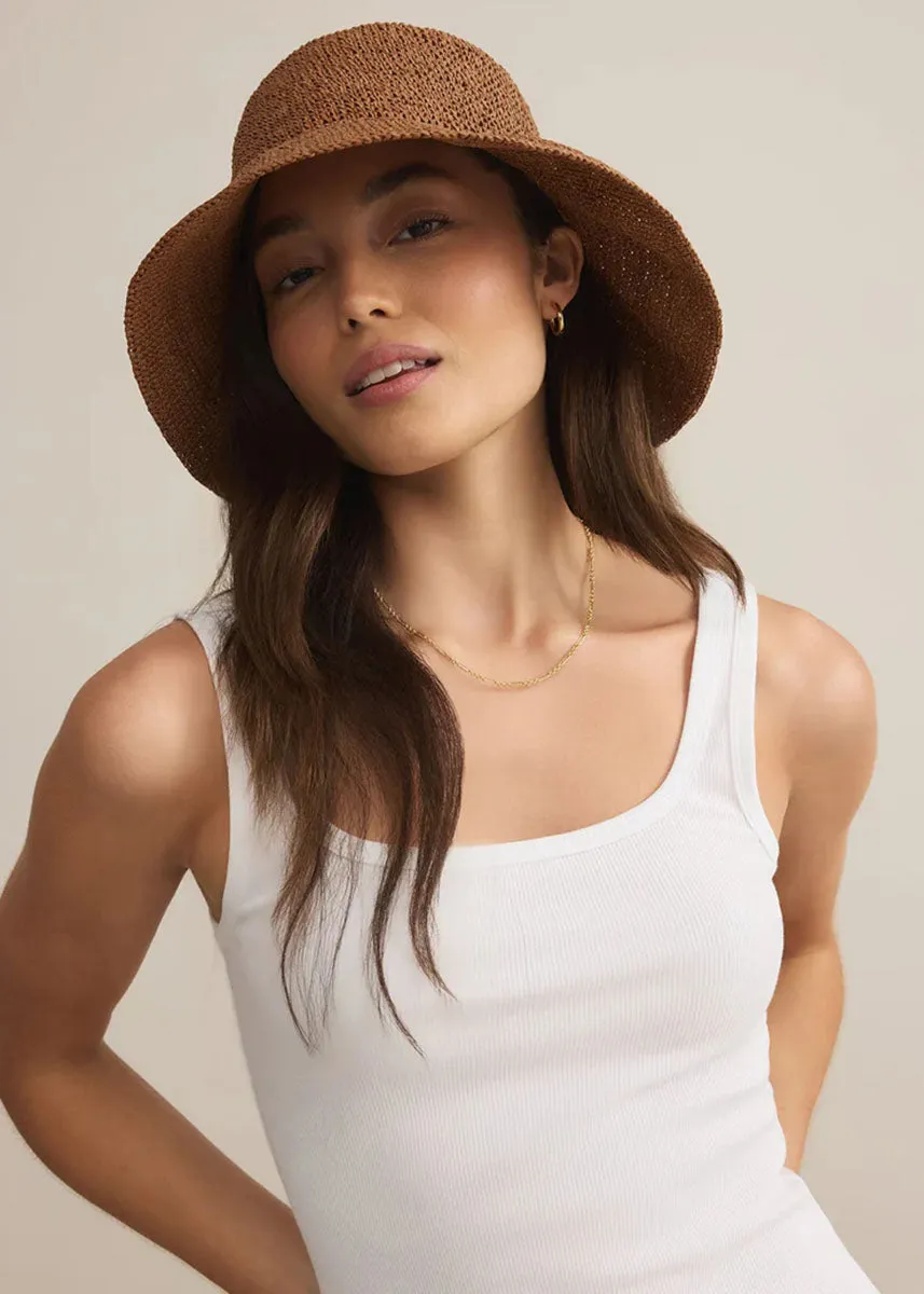 Mira Straw Bucket Hat - Tobacco