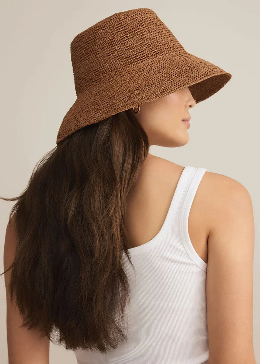 Mira Straw Bucket Hat - Tobacco