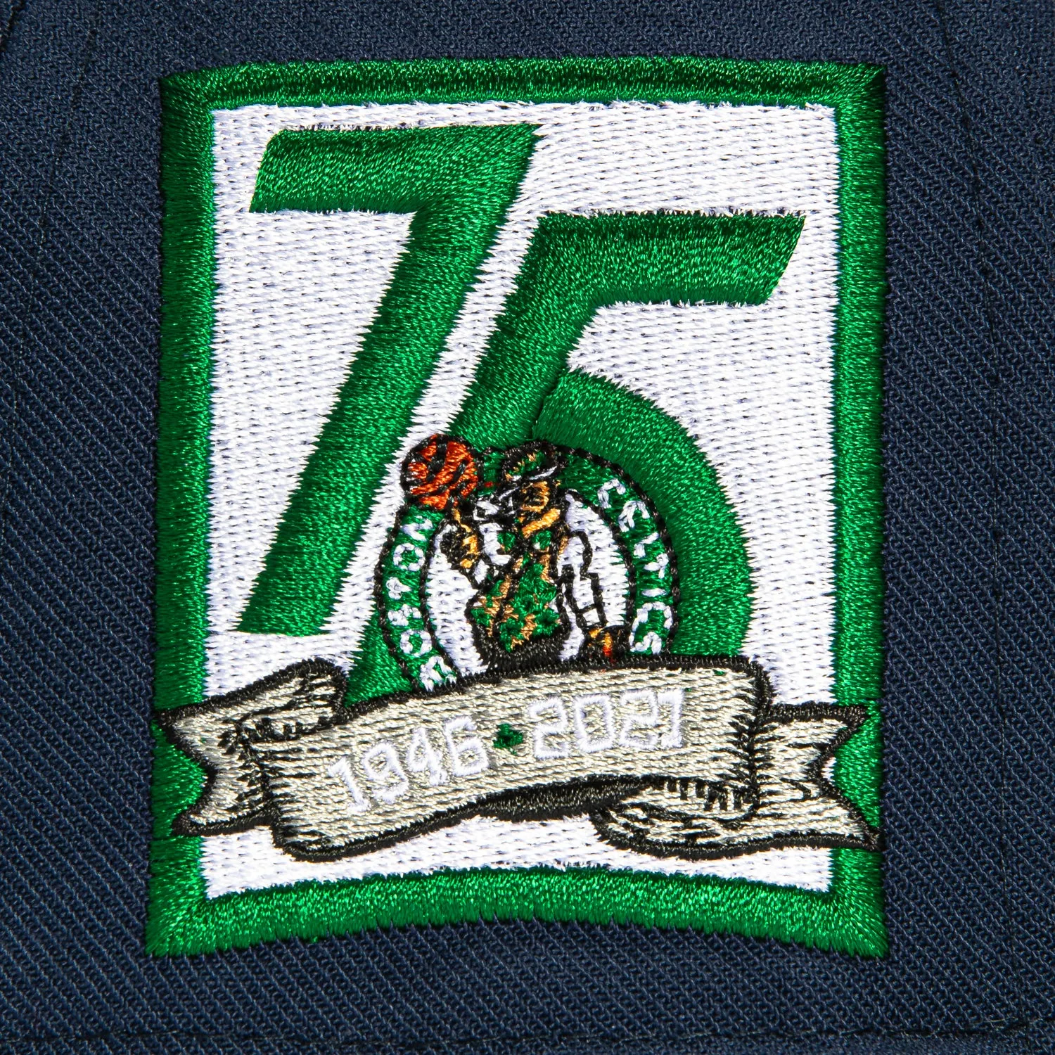 Mitchell & Ness Boston Celtics 75th Anniversary Patch Hat - Navy. Green
