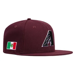 New Era 59Ffity Arizona Diamondbacks Mexico Flag Patch Hat - Maroon. Black. White