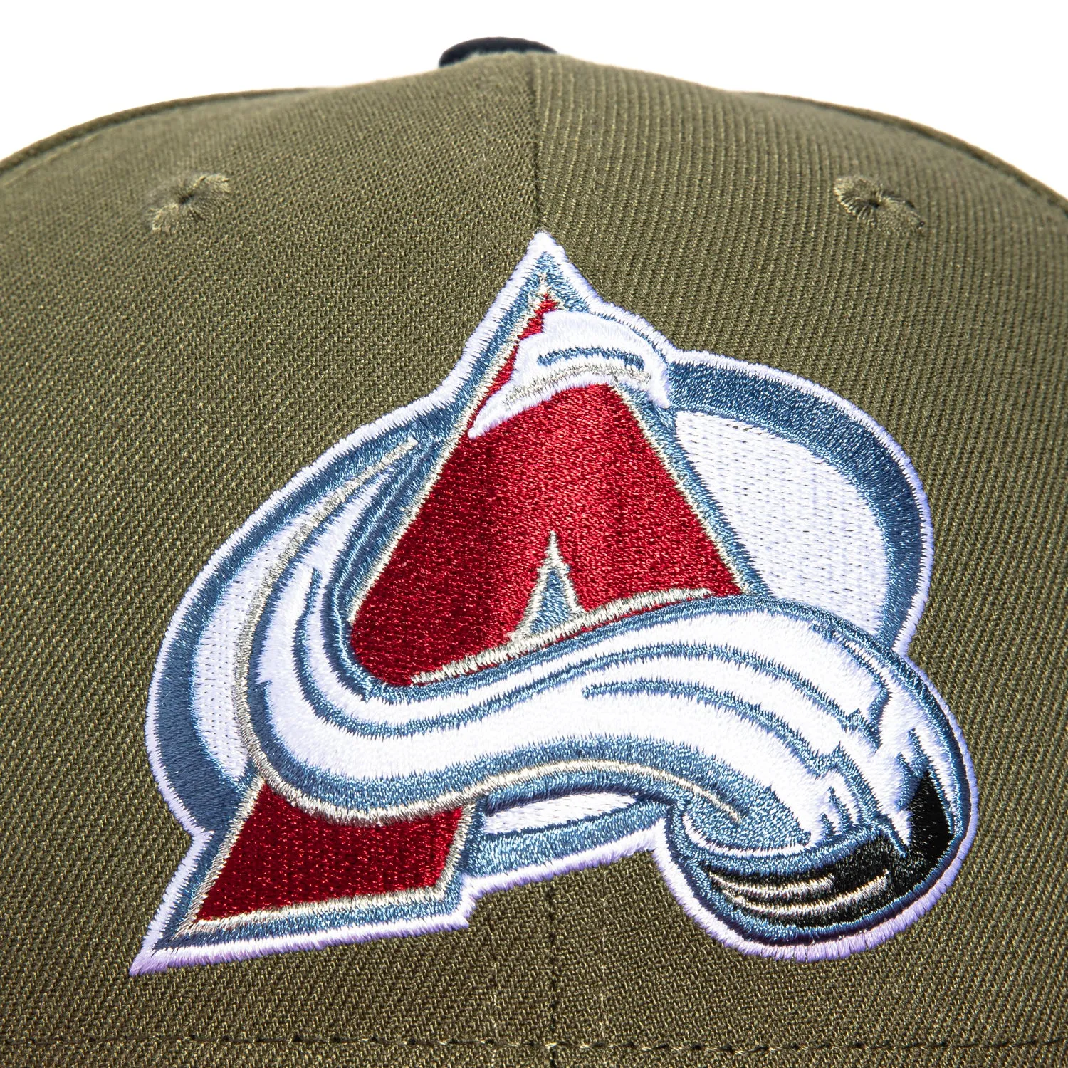 New Era 59Fifity Colorado Avalanche Logo Patch Hat - Olive. Cardinal