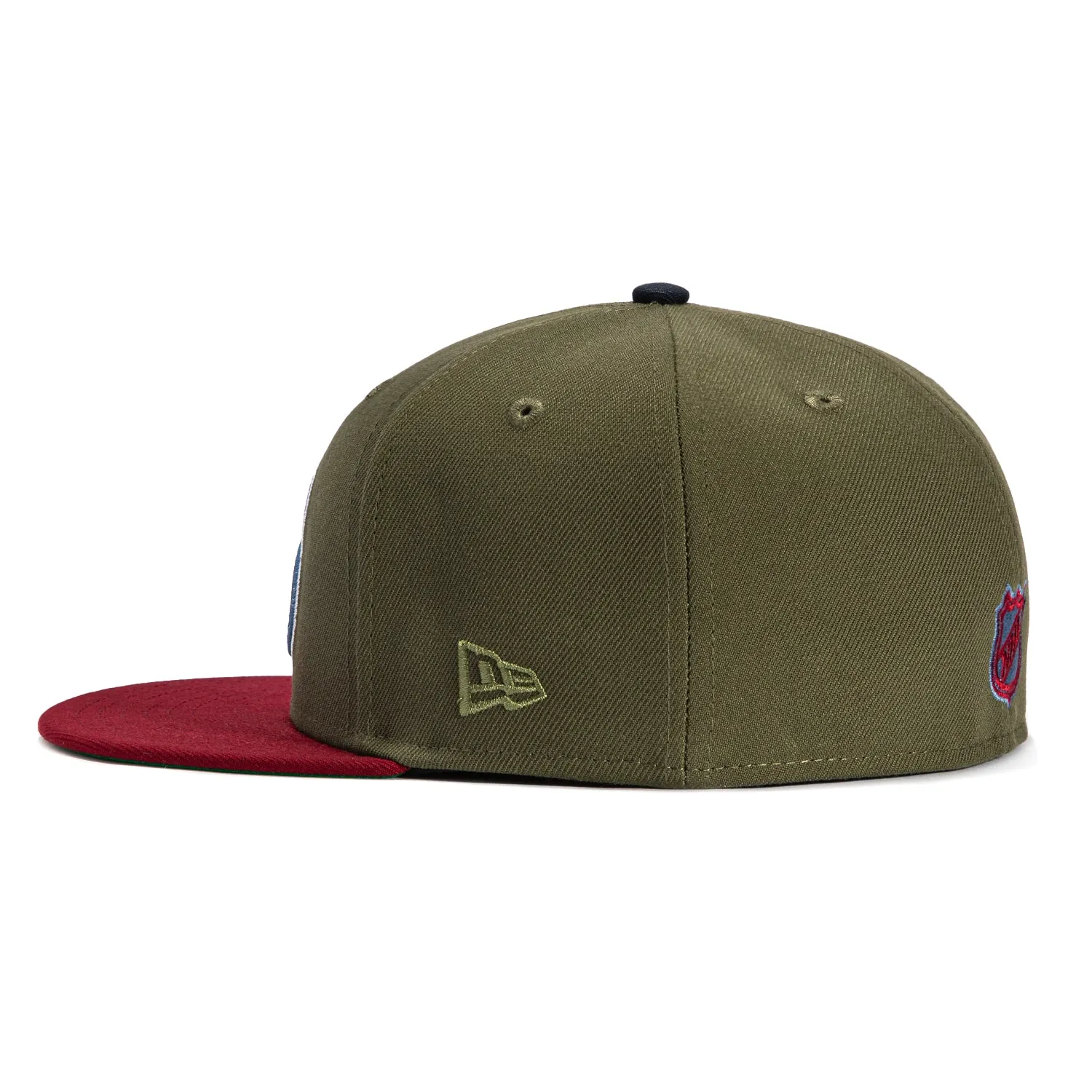 New Era 59Fifity Colorado Avalanche Logo Patch Hat - Olive. Cardinal