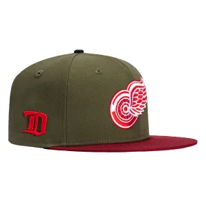 New Era 59Fifity Detroit Red Wings Logo Patch Hat - Olive. Cardinal