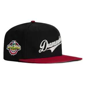 New Era 59Fifty A-Frame Glow Chain Stitch Arizona Diamondbacks 2001 World Series Patch Hat - Black. Sedona Red