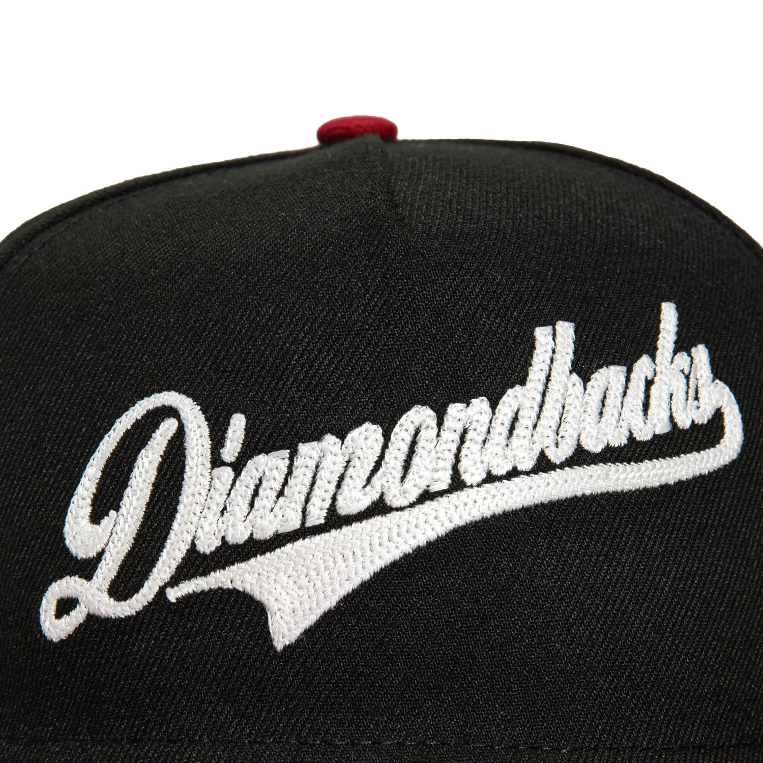 New Era 59Fifty A-Frame Glow Chain Stitch Arizona Diamondbacks 2001 World Series Patch Hat - Black. Sedona Red
