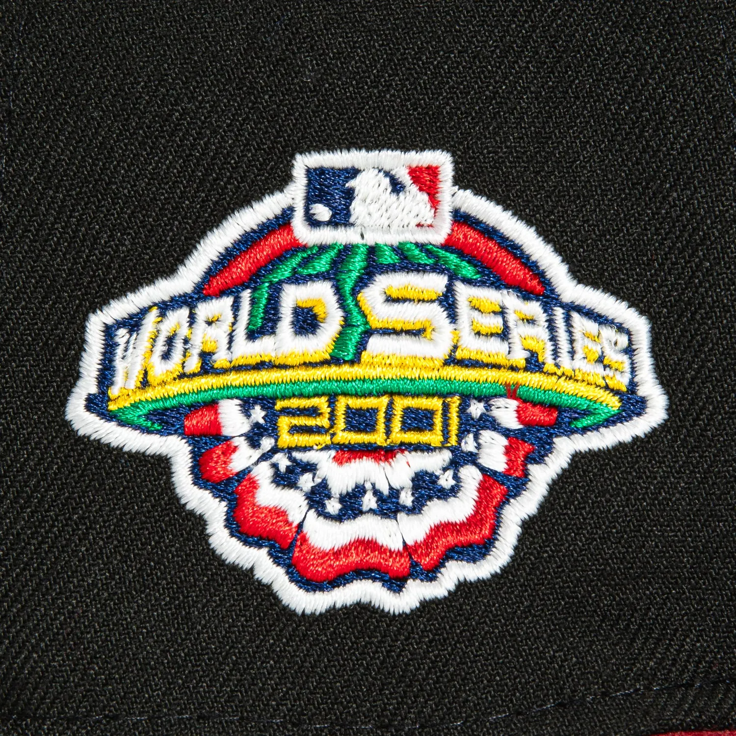 New Era 59Fifty A-Frame Glow Chain Stitch Arizona Diamondbacks 2001 World Series Patch Hat - Black. Sedona Red