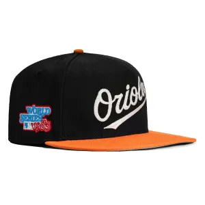New Era 59Fifty A-Frame Glow Chain Stitch Baltimore Orioles 1983 World Series Patch Hat - Black. Orange