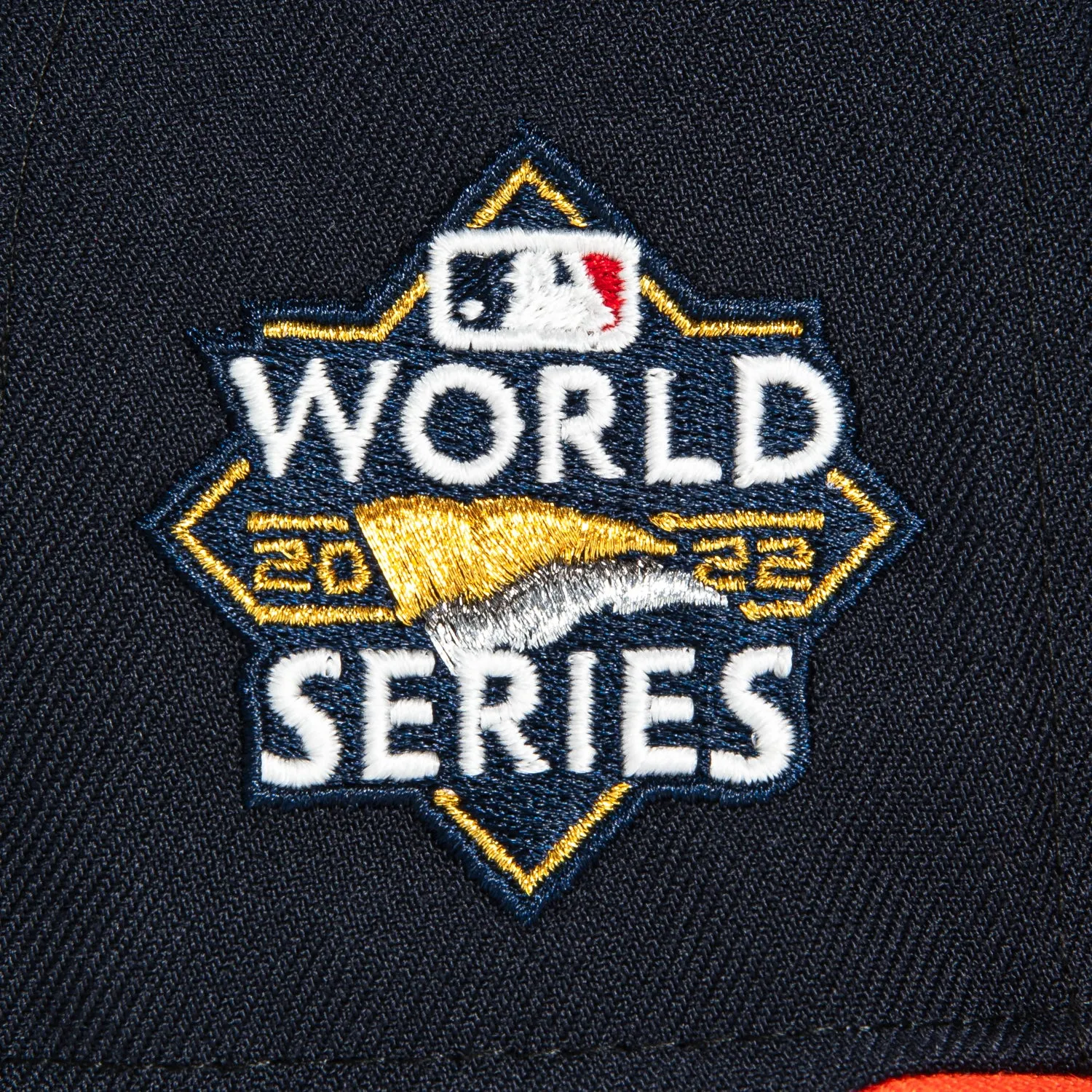New Era 59Fifty A-Frame Glow Chain Stitch Houston Astros 2022 World Series Patch Hat - Navy. Orange