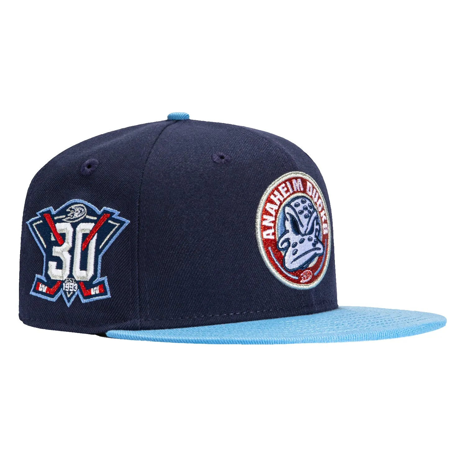 New Era 59Fifty Anaheim Ducks 30th Anniversary Patch Logo Hat - Light Navy, Light Blue