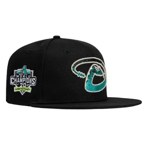 New Era 59Fifty Aqua Arizona Diamondbacks 20th Anniversary Champions Patch Hat - Black. Teal