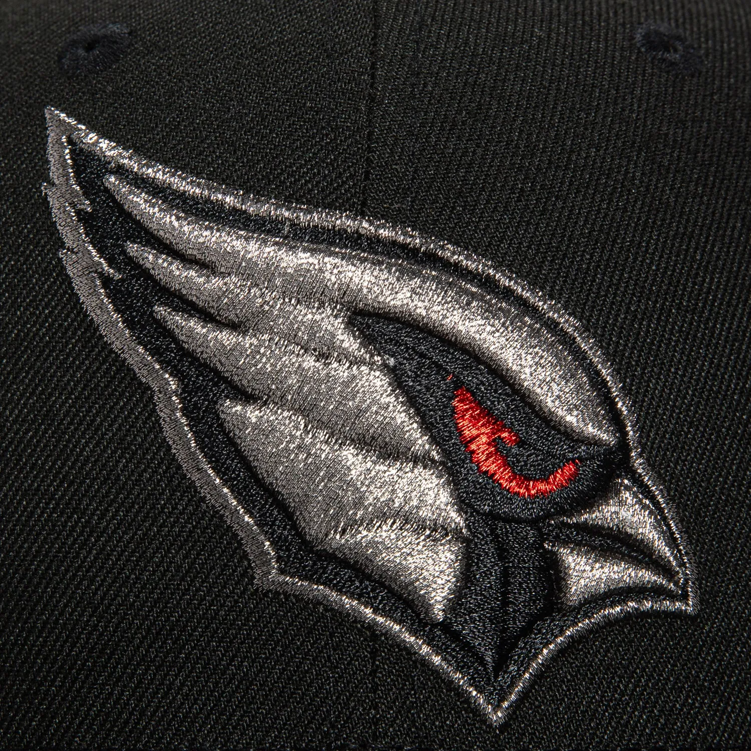New Era 59Fifty Arizona Cardinals Hat - Black. Metallic Silver. Red