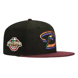 New Era 59Fifty Arizona Diamondbacks 2001 World Series Patch D Hat - Black, Maroon, Metallic Copper