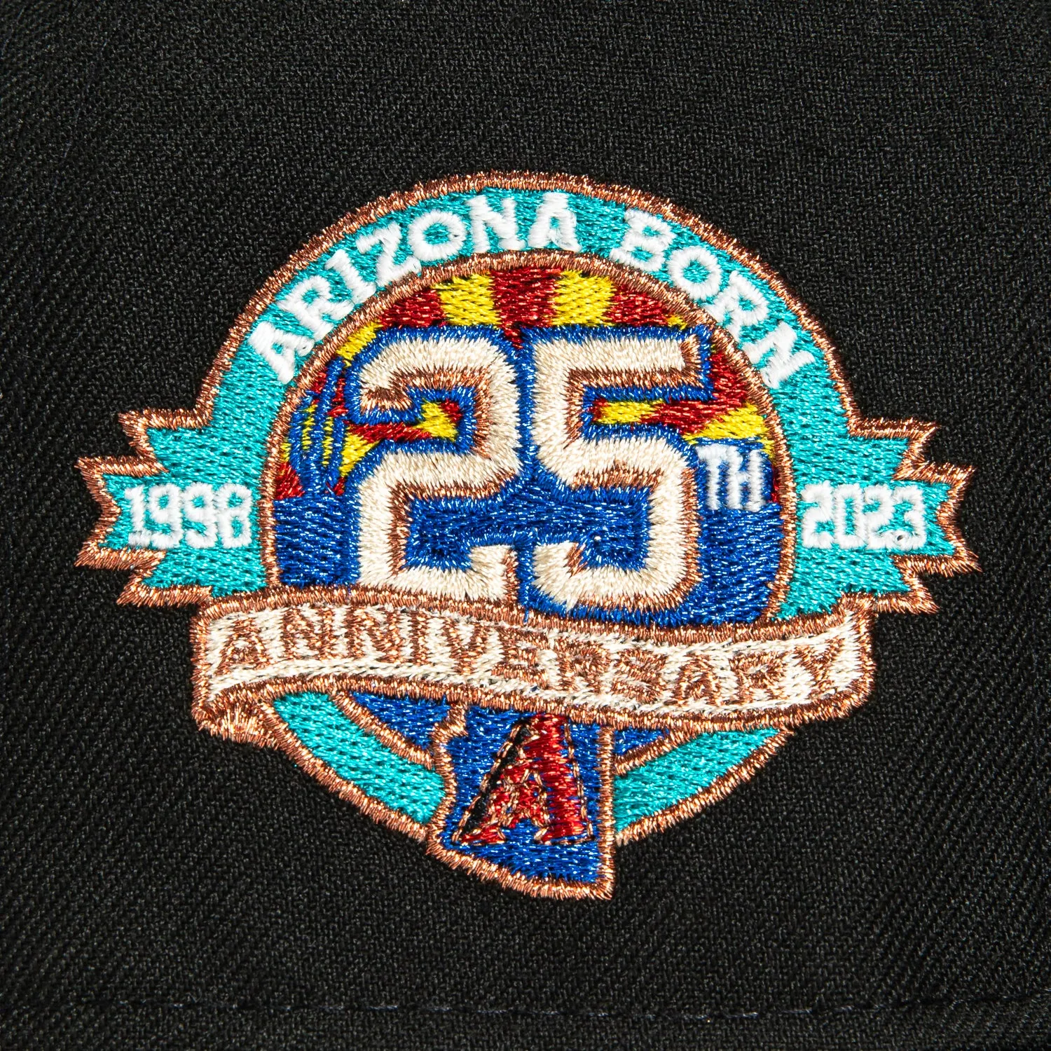 New Era 59Fifty Arizona Diamondbacks 25th Anniversary Patch Upside Down Flag Hat - Black, Royal, Red, Metallic Copper