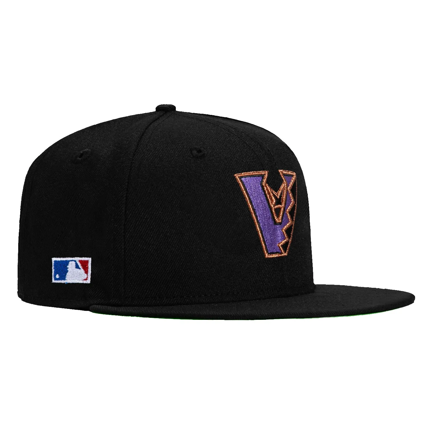 New Era 59Fifty Arizona Diamondbacks Batterman Patch Upside Down Hat - Black. Purple. Metallic Copper