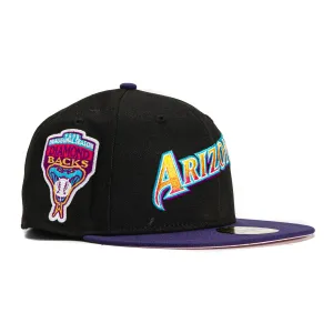 New Era 59Fifty Arizona Diamondbacks Inaugural Patch Word Hat - Black. Purple