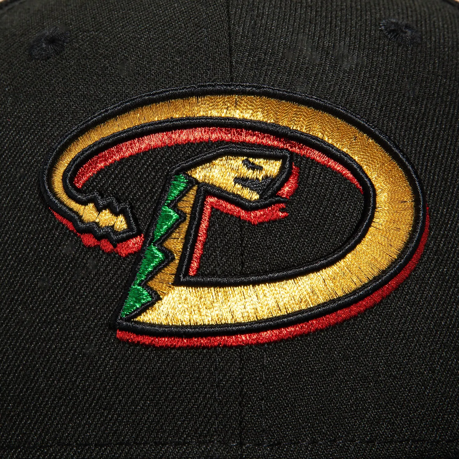 New Era 59Fifty Arizona Diamondbacks Mexico Flag Patch D Hat - Black. Green. Red. Metallic Gold