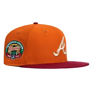New Era 59Fifty Atlanta Braves Inaugural Season Patch Hat - Burnt Orange. Cardinal
