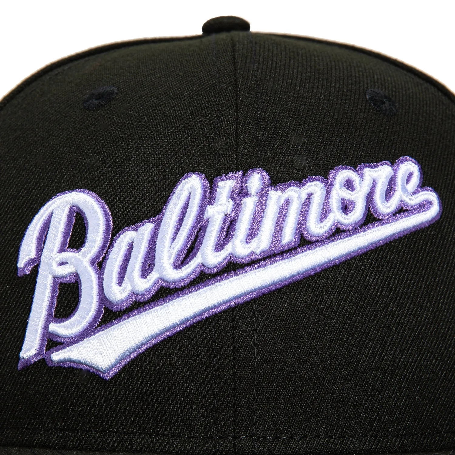 New Era 59Fifty Baltimore Orioles 25th Anniversary Stadium Patch Word Hat - Black, Purple