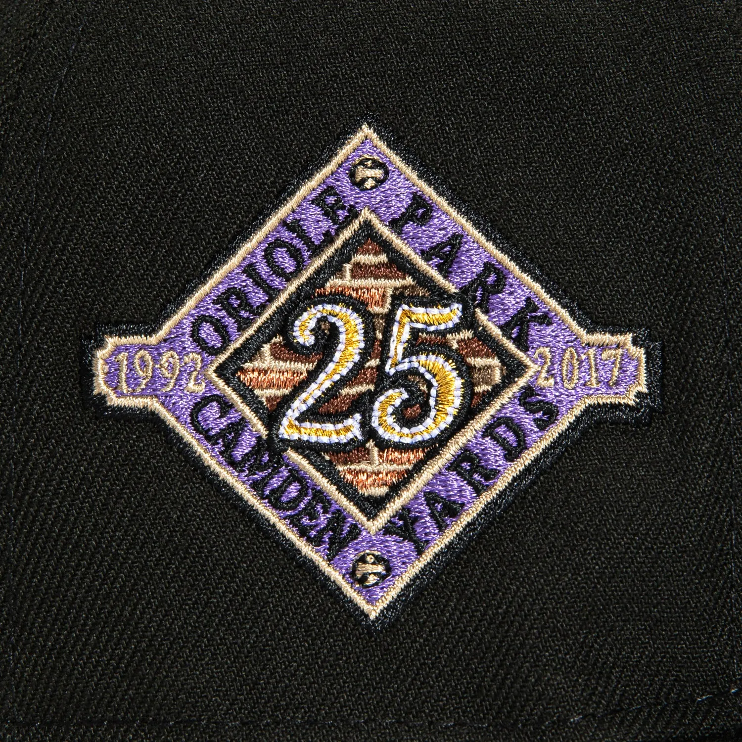 New Era 59Fifty Baltimore Orioles 25th Anniversary Stadium Patch Word Hat - Black, Purple