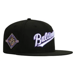 New Era 59Fifty Baltimore Orioles 25th Anniversary Stadium Patch Word Hat - Black, Purple