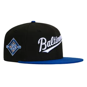 New Era 59Fifty Baltimore Orioles 25th Anniversary Stadium Patch Word Hat - Black. Royal