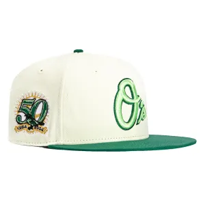 New Era 59Fifty Baltimore Orioles 50th Anniversary Patch Alternate Hat - White. Green