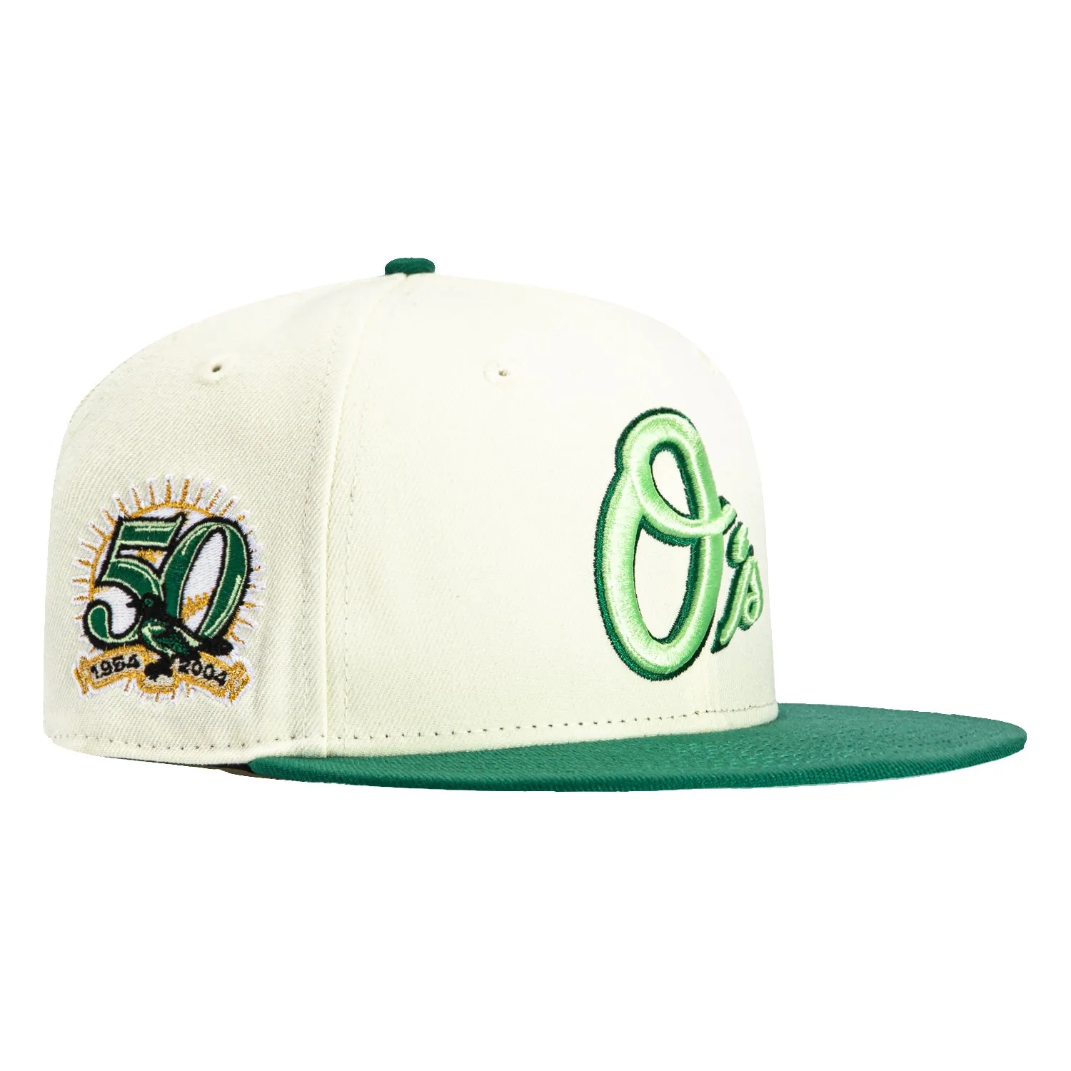 New Era 59Fifty Baltimore Orioles 50th Anniversary Patch Alternate Hat - White. Green