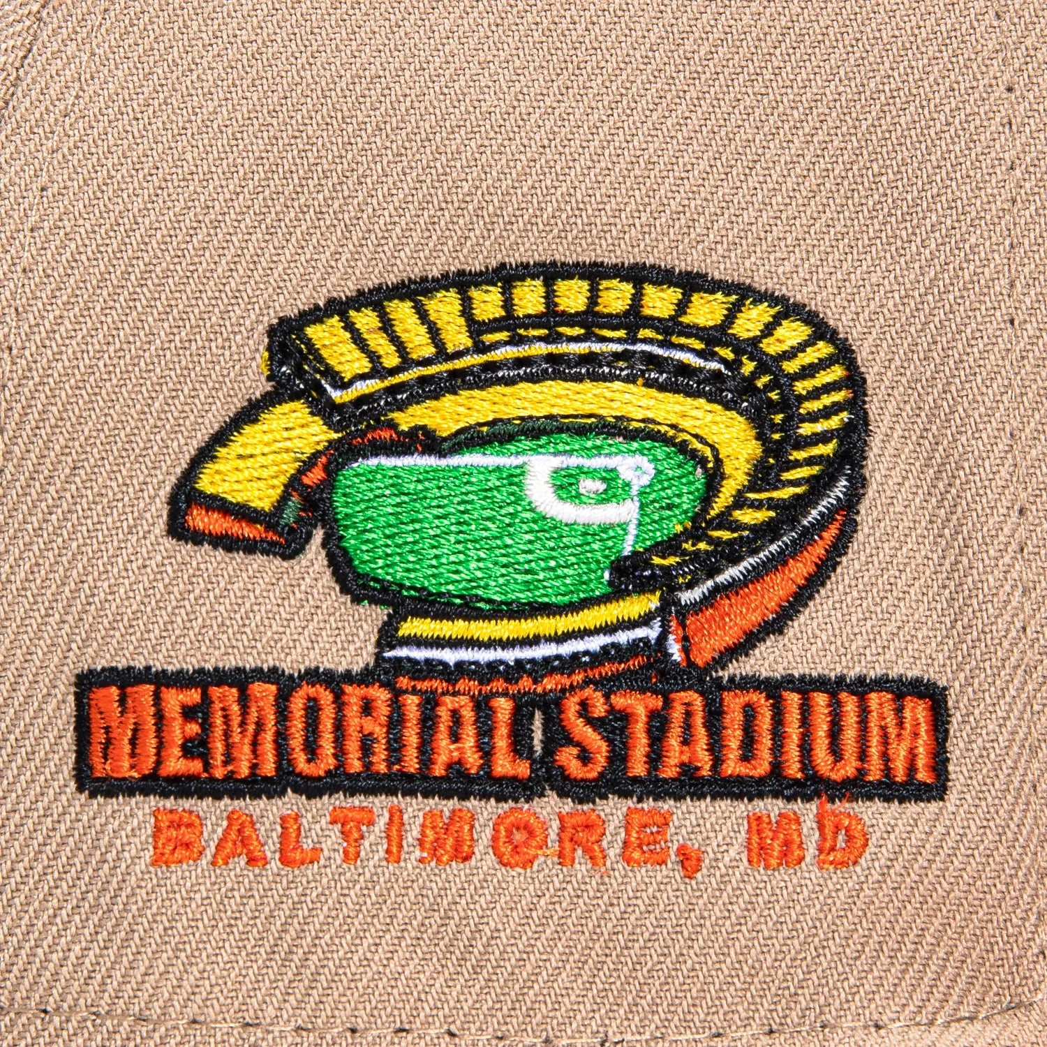 New Era 59Fifty Baltimore Orioles Memorial Stadium Patch Word Hat - Tan, Orange