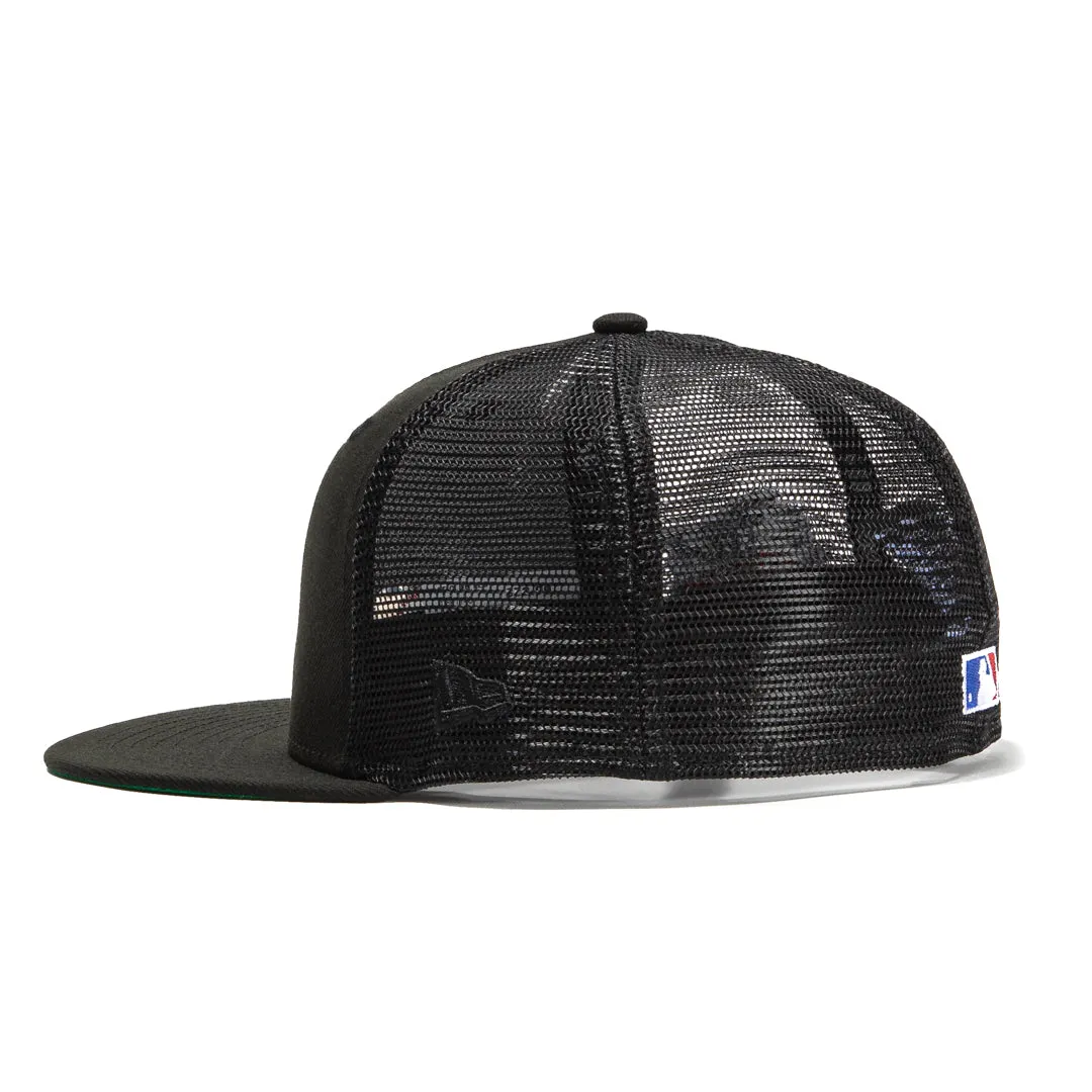 New Era 59Fifty Black Dome Los Angeles Angels 40th Anniversary Patch Trucker Hat - Black