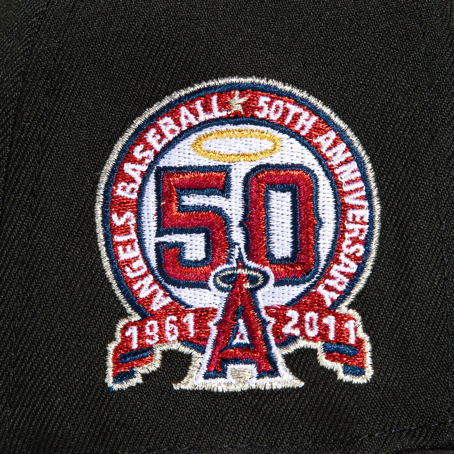 New Era 59Fifty Black Dome Los Angeles Angels 50th Anniversary Patch Hat - Black