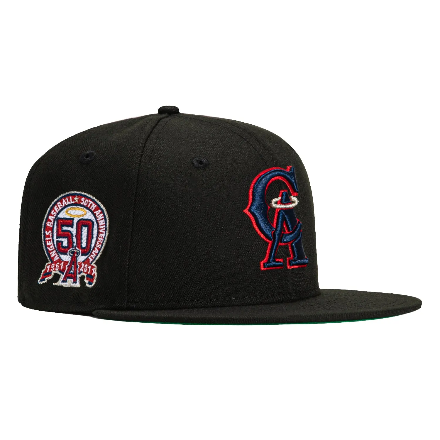 New Era 59Fifty Black Dome Los Angeles Angels 50th Anniversary Patch Hat - Black